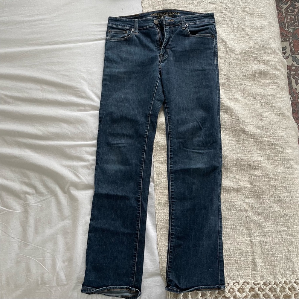 Mens AE Original Straight Jeans 30x34 Dark Wash